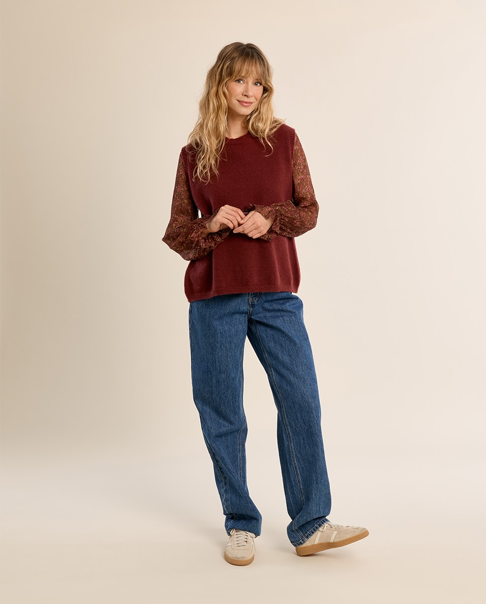 Jersey de mujer sin manga espalda descubierta - Molly Bracken - Burdeos Burdeos-1