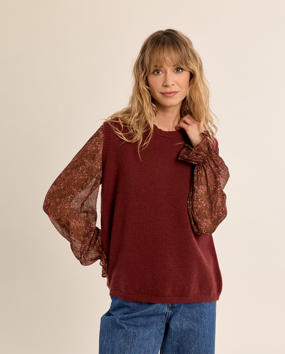 Jersey de mujer sin manga espalda descubierta - Molly Bracken - Burdeos Burdeos-3