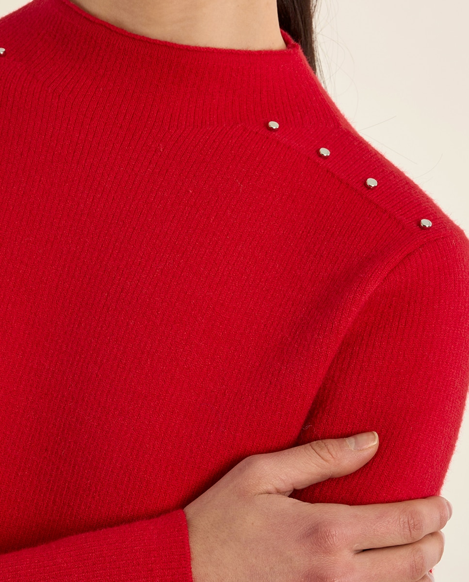 Imagen 5 de Jersey de mujer de manga larga detalle abalorios - Molly Bracken - Rojo Rojo