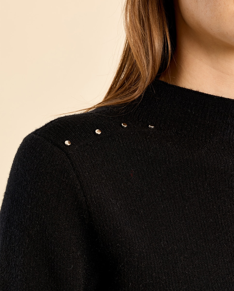 Jersey de mujer de manga larga detalle abalorios - Molly Bracken - Negro Negro-5