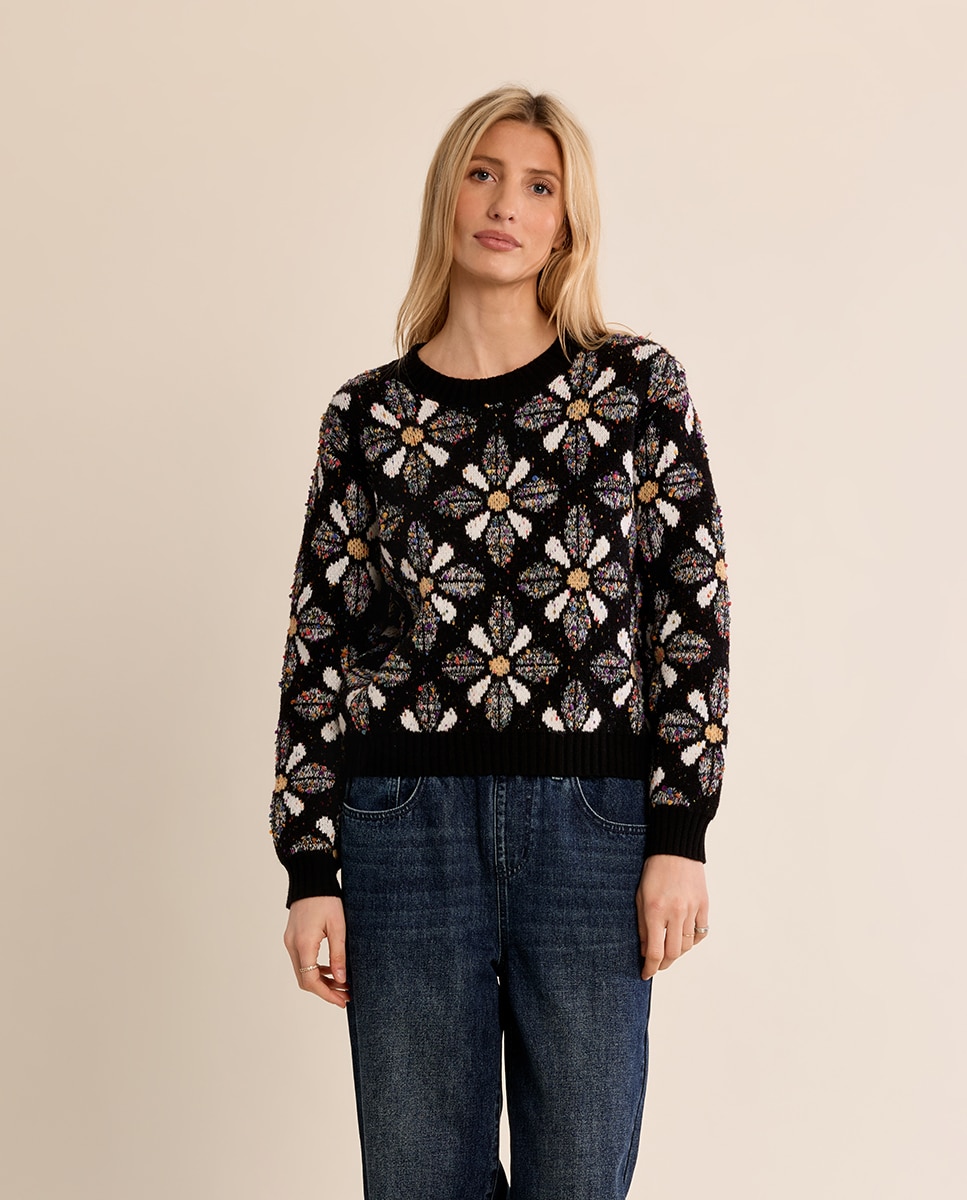 Jersey de mujer de manga larga con estampado - Molly Bracken - Negro Negro-2