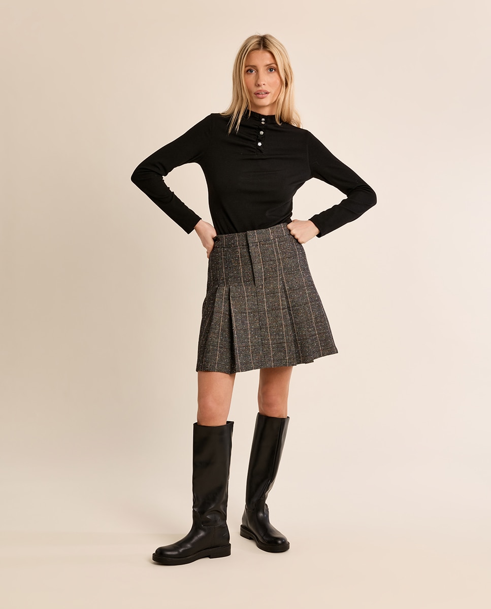Jersey de mujer de manga larga detalle botones - Molly Bracken - Negro Negro-1