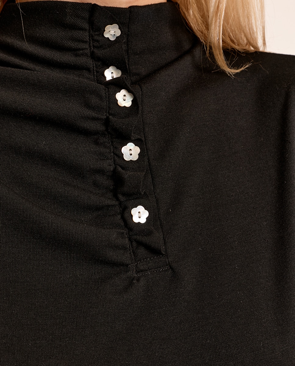 Jersey de mujer de manga larga detalle botones - Molly Bracken - Negro Negro-5