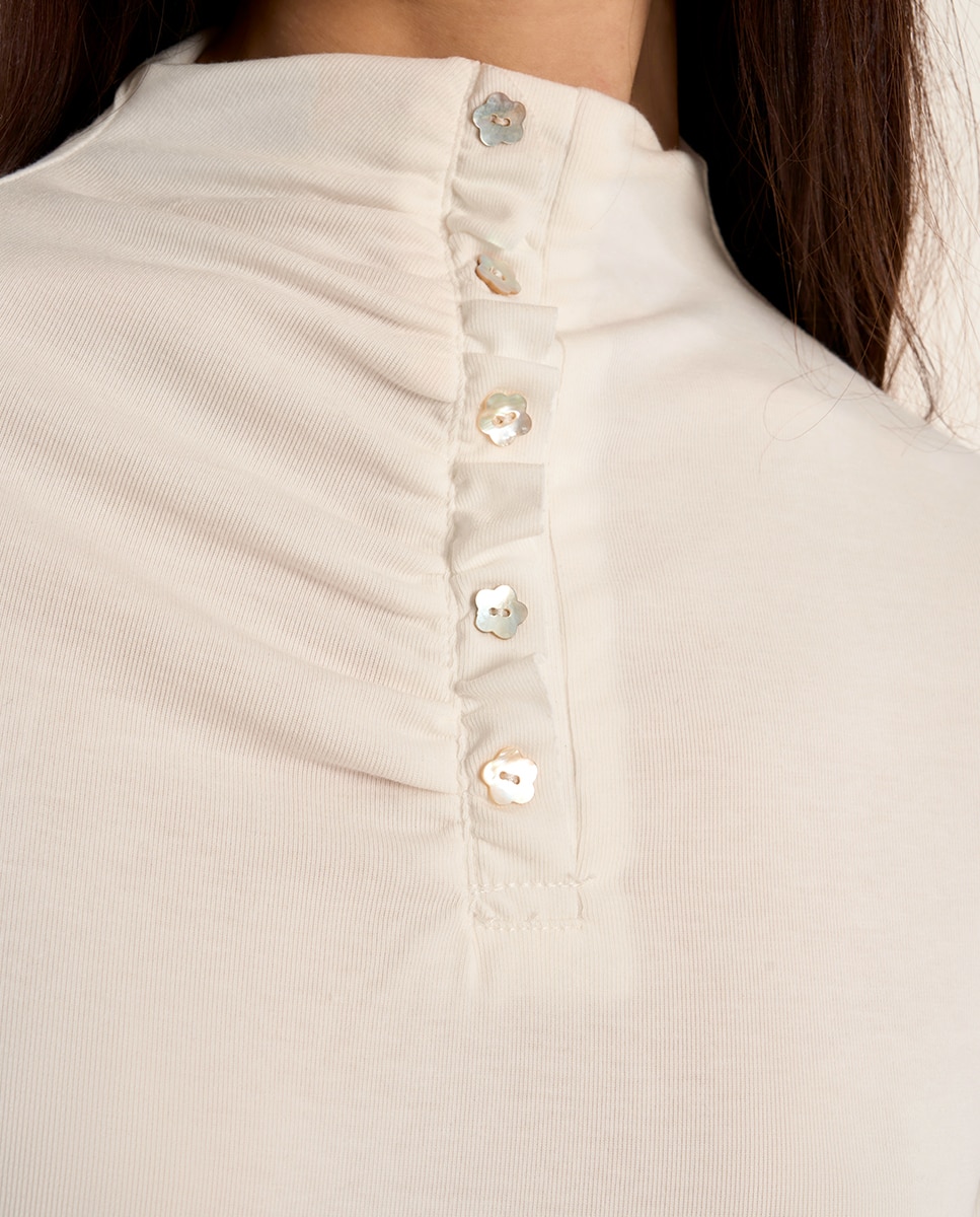 Jersey de mujer de manga larga detalle botones - Molly Bracken - Crudo Crudo-5
