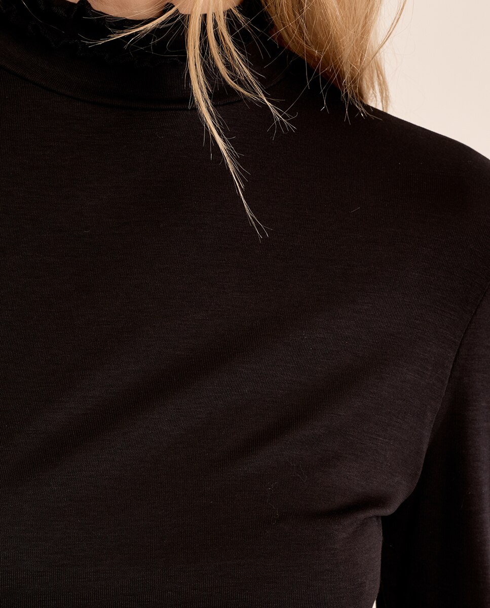 Jersey de mujer de manga larga cuello alto - Molly Bracken - Negro Negro-5