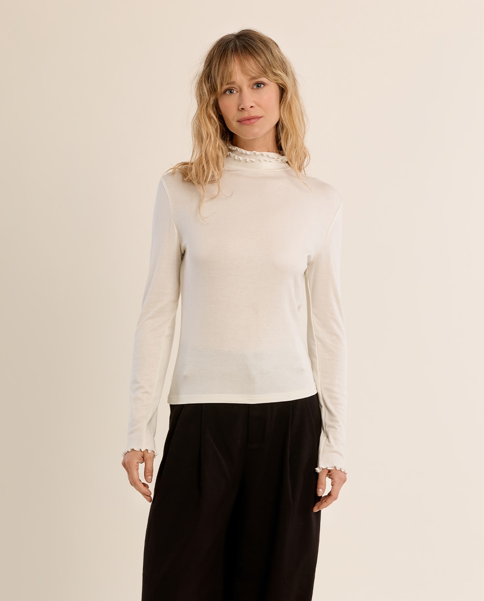 Jersey de mujer de manga larga cuello alto - Molly Bracken - Crudo Crudo-2