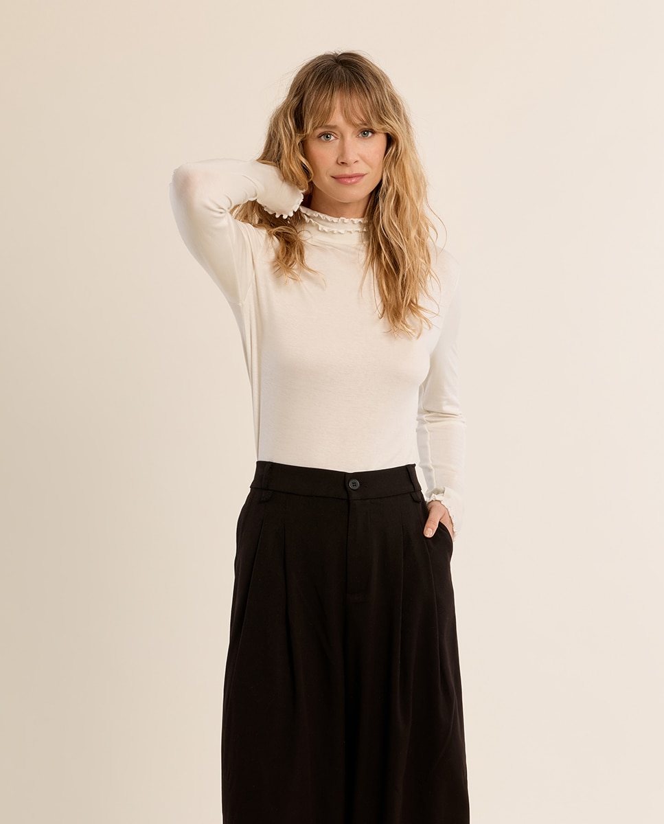 Jersey de mujer de manga larga cuello alto - Molly Bracken - Crudo Crudo-3