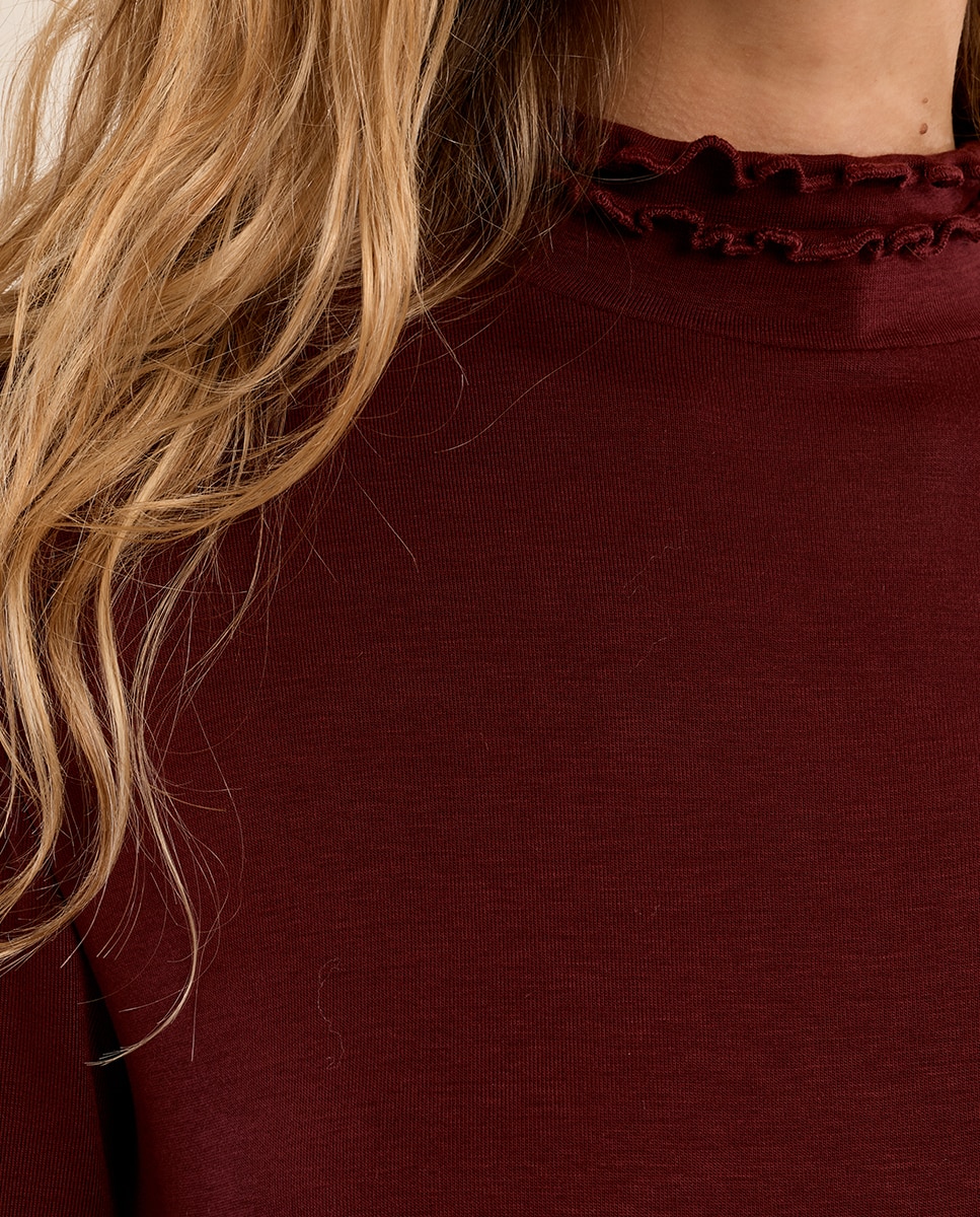 Jersey de mujer de manga larga cuello alto - Molly Bracken - Burdeos Burdeos-5