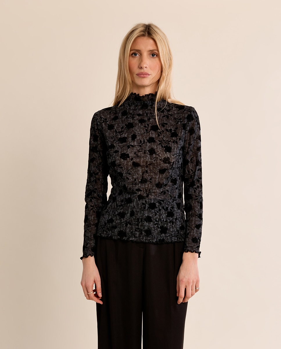 Jersey de mujer de manga larga con estampado - Molly Bracken - Negro Negro-2