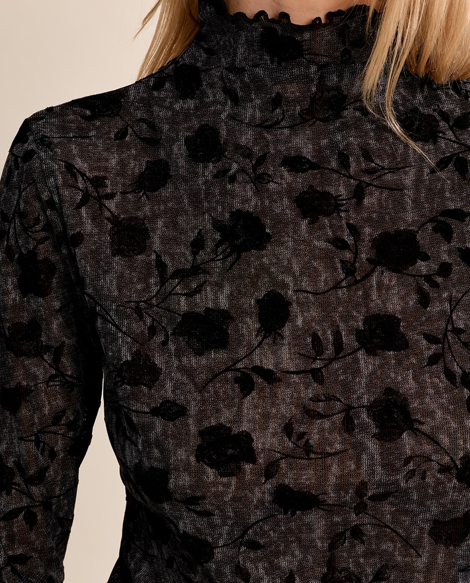 Jersey de mujer de manga larga con estampado - Molly Bracken - Negro Negro-5