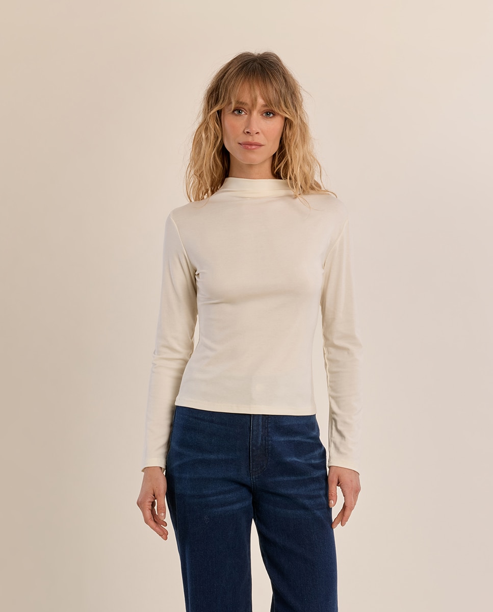 Jersey de mujer de manga larga cuello cerrado - Molly Bracken - Crudo Crudo-2