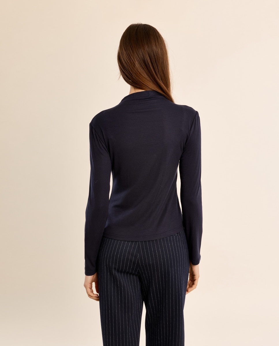 Jersey de mujer de manga larga cuello cerrado - Molly Bracken - Azul marino Azul marino-4