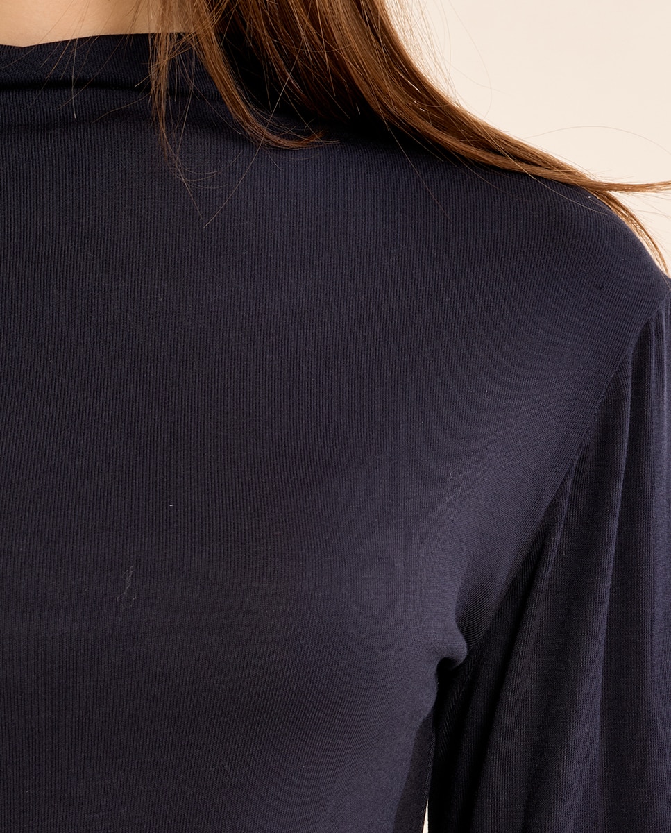 Jersey de mujer de manga larga cuello cerrado - Molly Bracken - Azul marino Azul marino-5