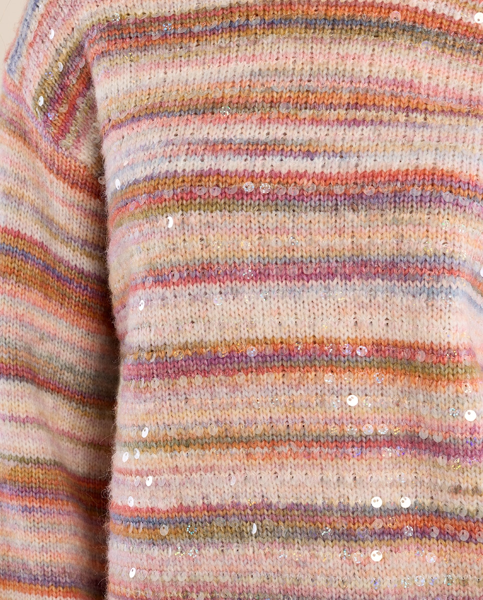 Jersey de mujer de manga larga motivo rayas - Molly Bracken - Rosa Rosa-5