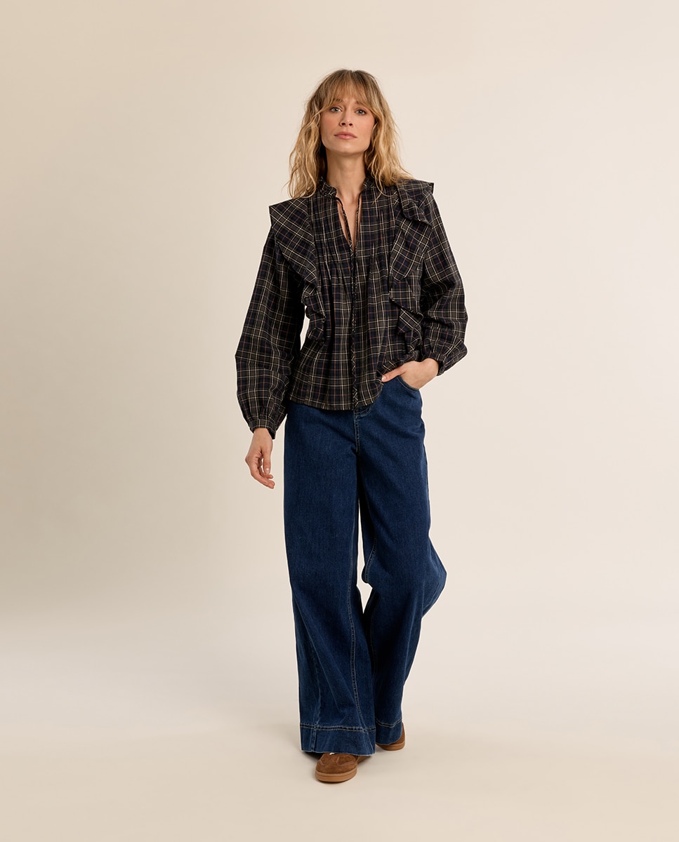 Camisa de mujer de manga larga con estampado - Molly Bracken - Kaki Kaki-1