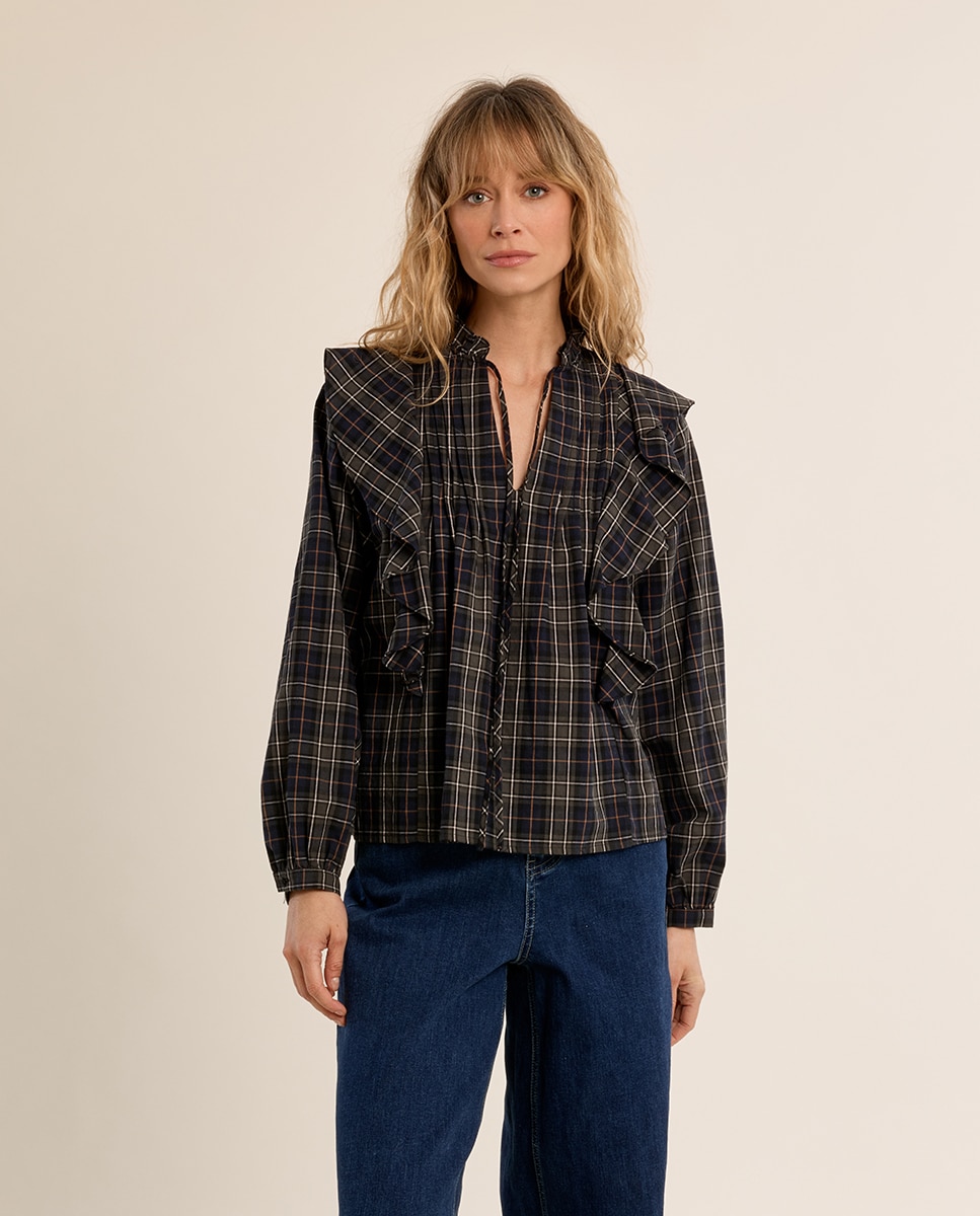 Camisa de mujer de manga larga con estampado - Molly Bracken - Kaki Kaki-2