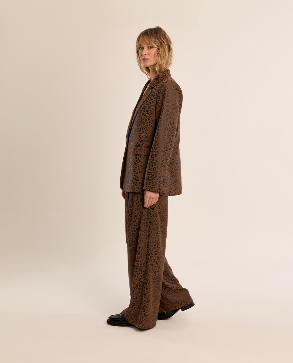 Blazer de mujer de manga larga con estampado - Molly Bracken - Marrón chocolate Marrón chocolate-1