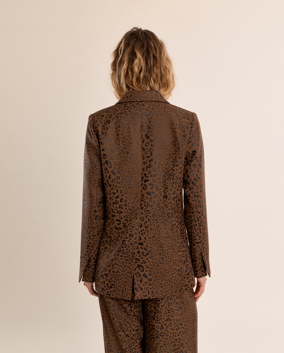 Blazer de mujer de manga larga con estampado - Molly Bracken - Marrón chocolate Marrón chocolate-3