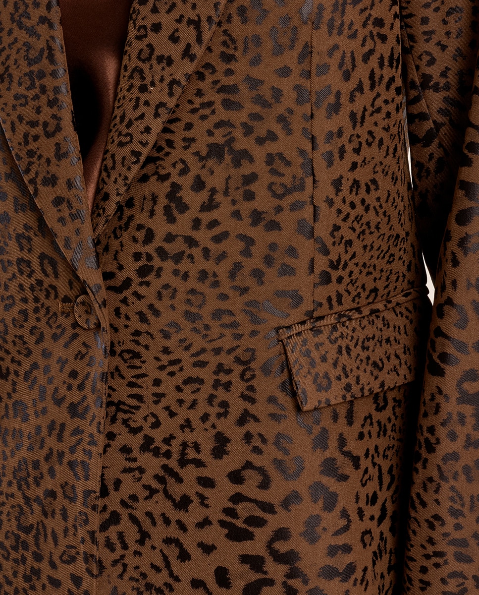 Blazer de mujer de manga larga con estampado - Molly Bracken - Marrón chocolate Marrón chocolate-4
