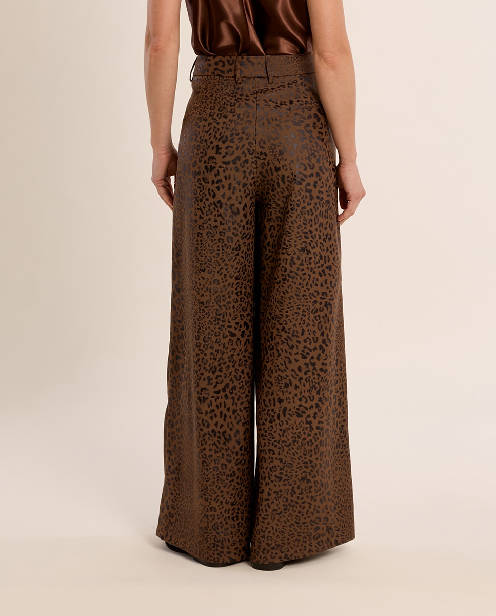 Pantalón de mujer largo con estampado - Molly Bracken - Marrón chocolate Marrón chocolate-4