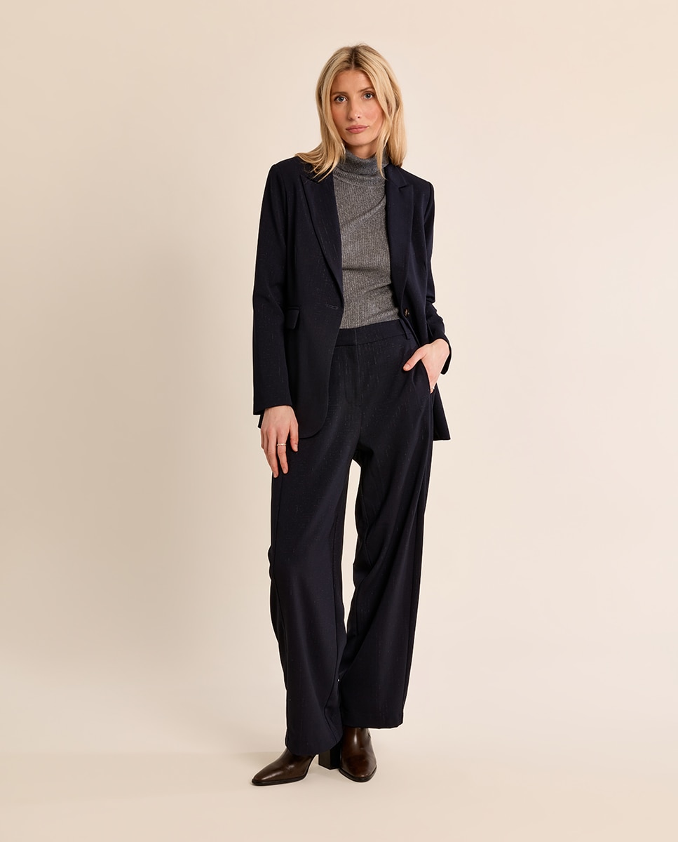 Blazer de mujer de manga larga cuello y solapa - Molly Bracken - Azul marino Azul marino-1