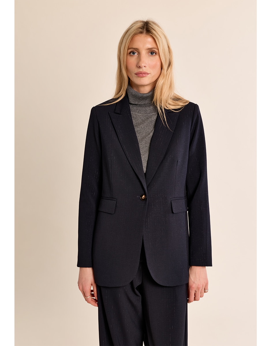 Blazer de mujer de manga larga cuello y solapa - Molly Bracken - Azul marino Azul marino-2