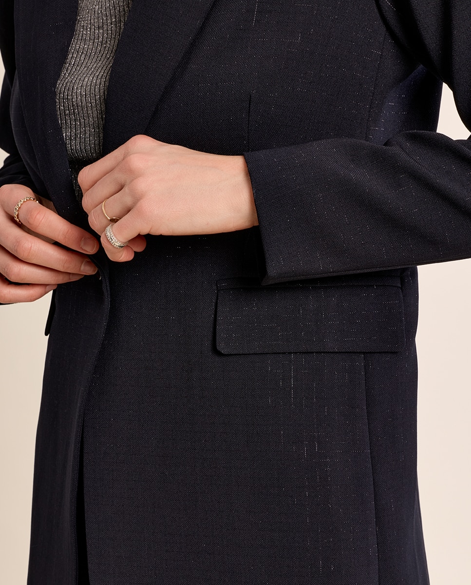 Blazer de mujer de manga larga cuello y solapa - Molly Bracken - Azul marino Azul marino-5