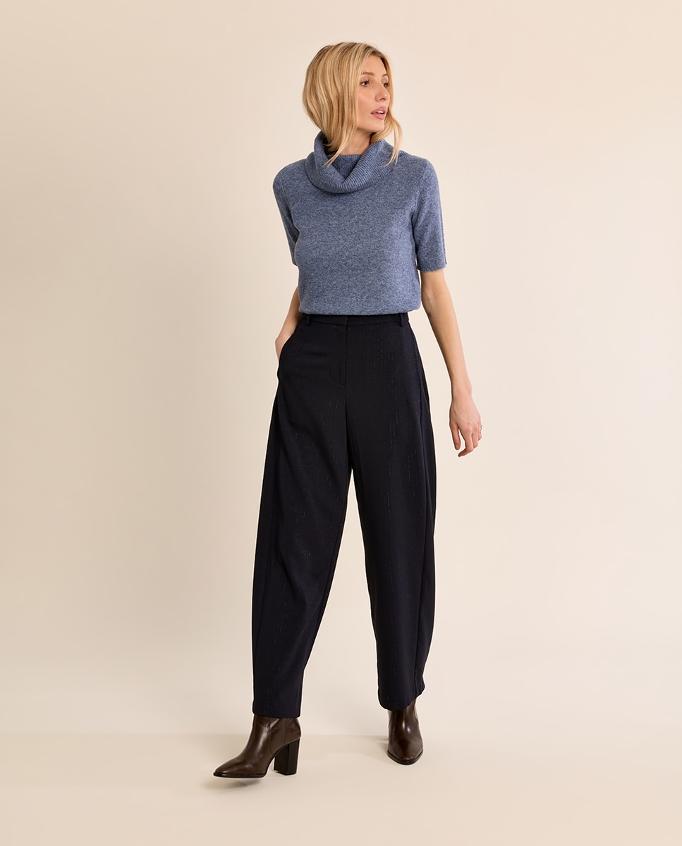 Pantalón de mujer largo estilo barrel - Molly Bracken - Azul marino Azul marino-1