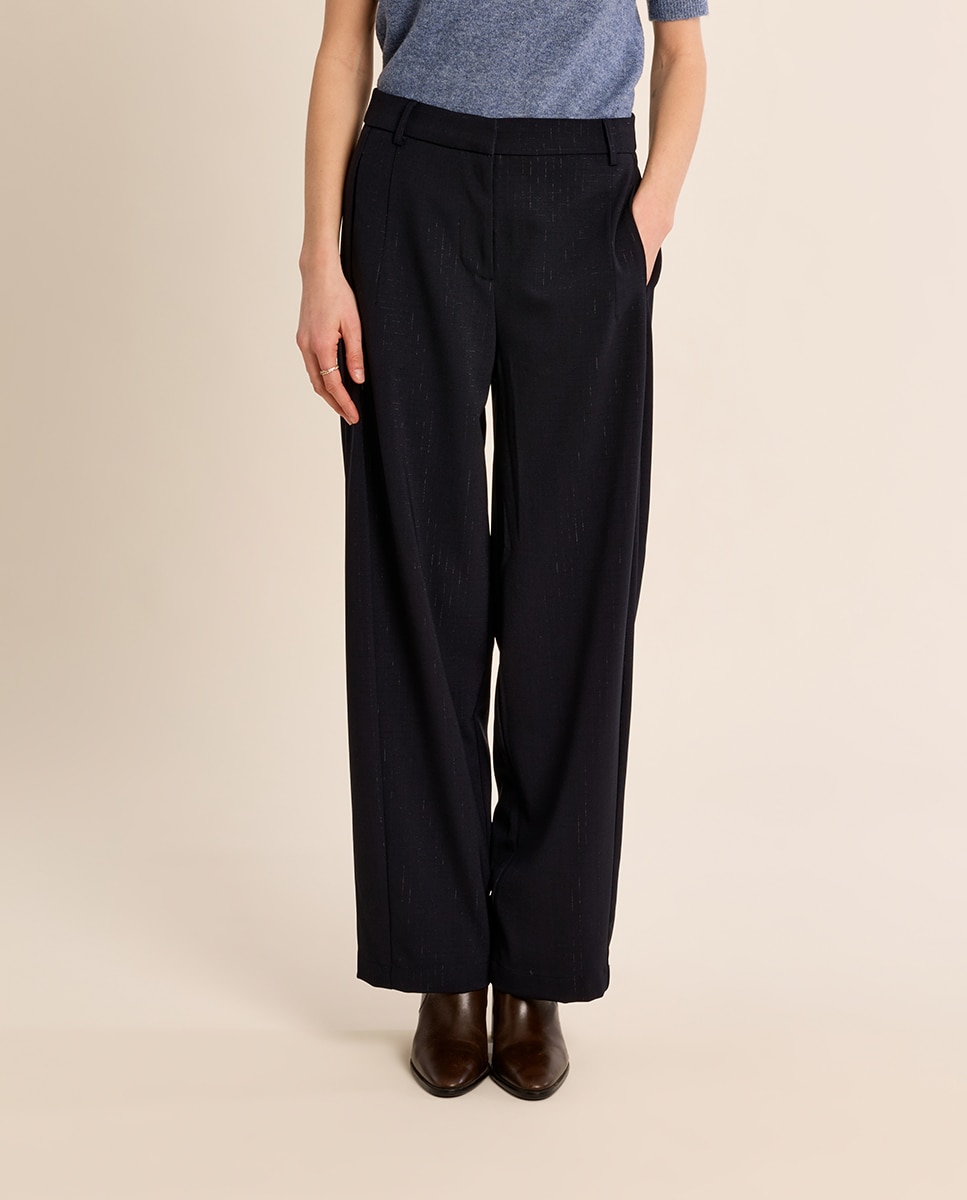 Pantalón de mujer largo estilo barrel - Molly Bracken - Azul marino Azul marino-2