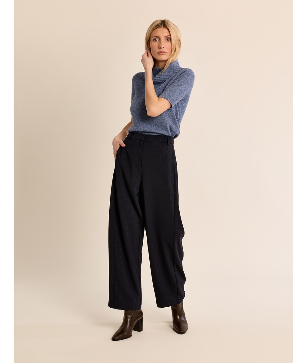 Pantalón de mujer largo estilo barrel - Molly Bracken - Azul marino Azul marino-3
