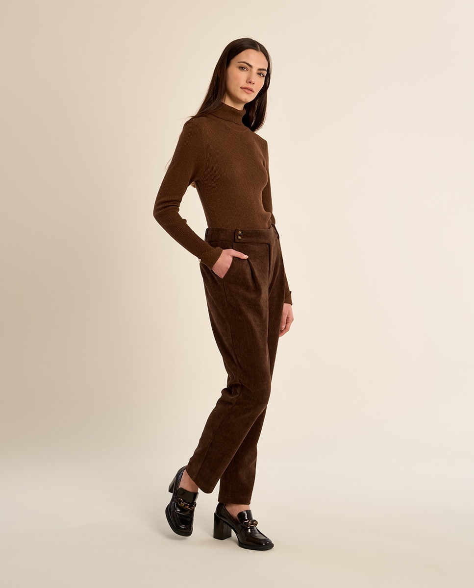 Pantalón de mujer tobillero de micropana - Molly Bracken - Marrón chocolate Marrón chocolate-1