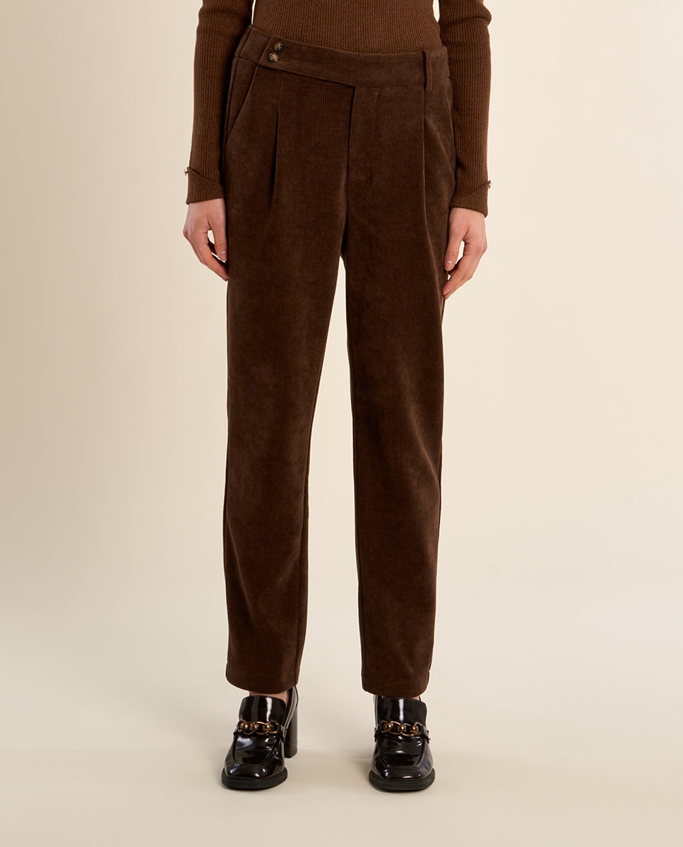 Pantalón de mujer tobillero de micropana - Molly Bracken - Marrón chocolate Marrón chocolate-2