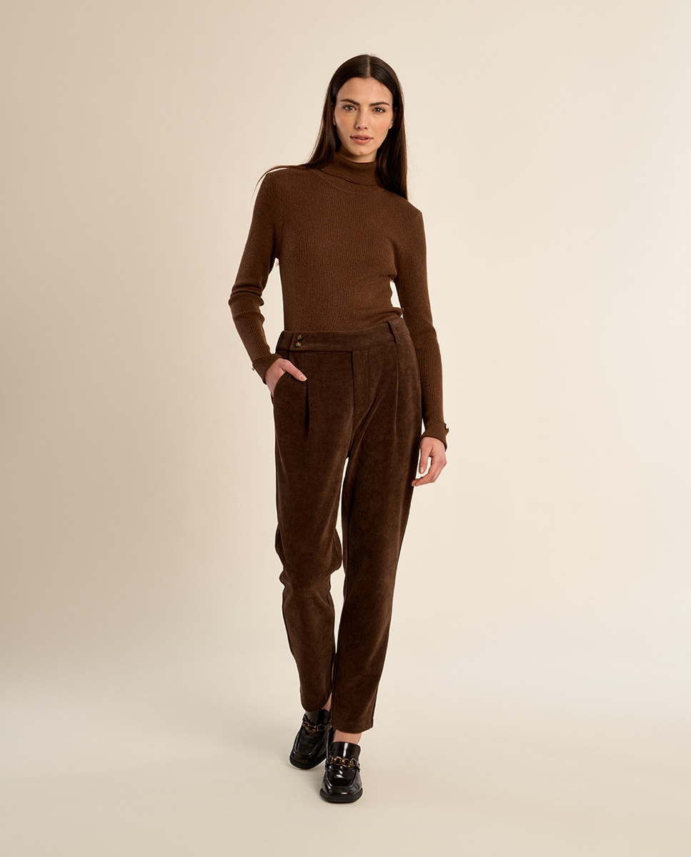Pantalón de mujer tobillero de micropana - Molly Bracken - Marrón chocolate Marrón chocolate-3