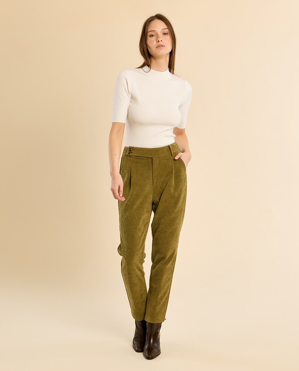 Pantalón de mujer tobillero de micropana - Molly Bracken - Verde Oliva Verde Oliva-1