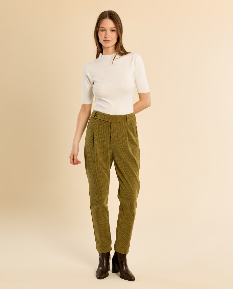 Pantalón de mujer tobillero de micropana - Molly Bracken - Verde Oliva Verde Oliva-3
