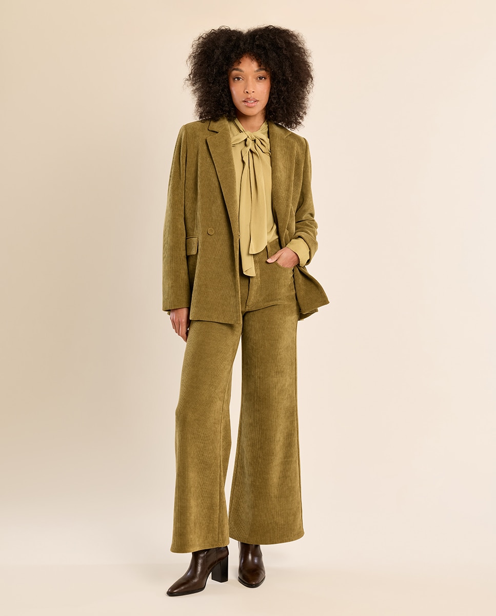 Pantalón de mujer largo acampanado - Molly Bracken - Verde Oliva Verde Oliva-1