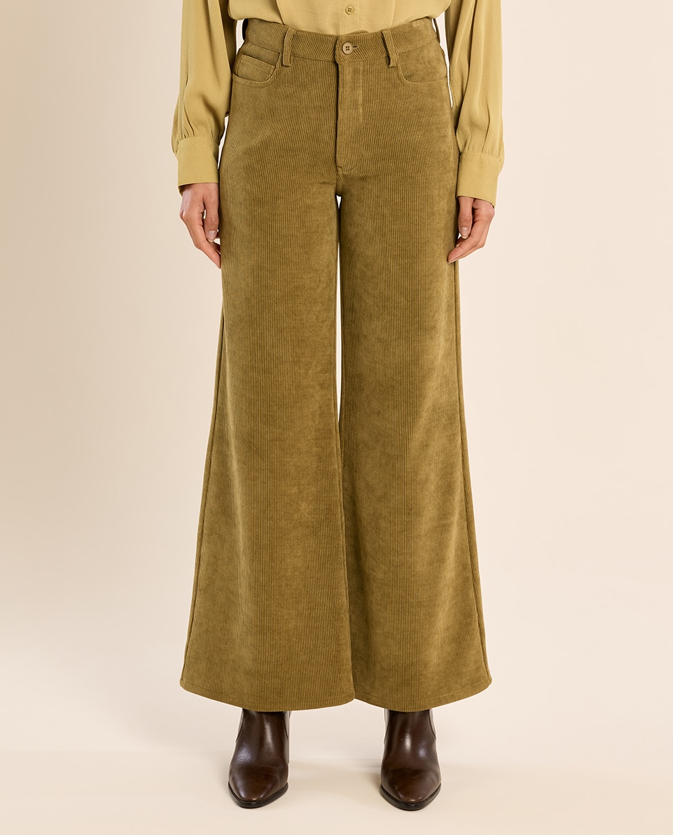 Pantalón de mujer largo acampanado - Molly Bracken - Verde Oliva Verde Oliva-2