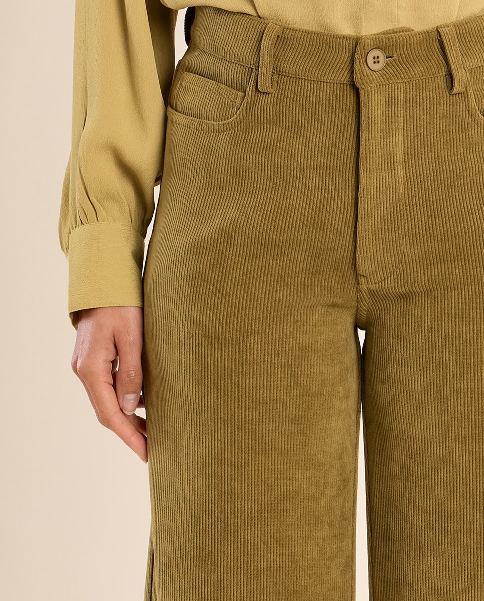 Pantalón de mujer largo acampanado - Molly Bracken - Verde Oliva Verde Oliva-4