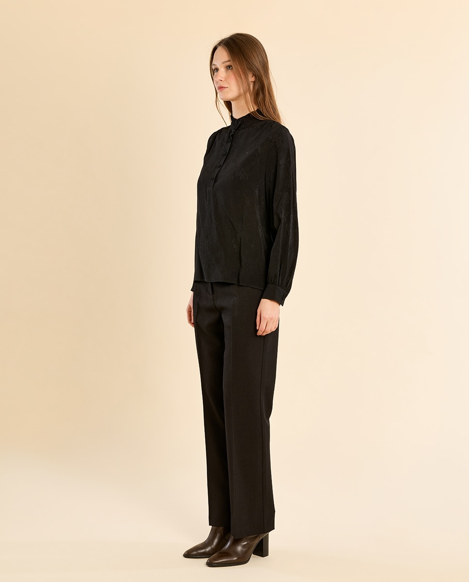 Camisa de mujer de manga larga con estampado - Molly Bracken - Negro Negro-1