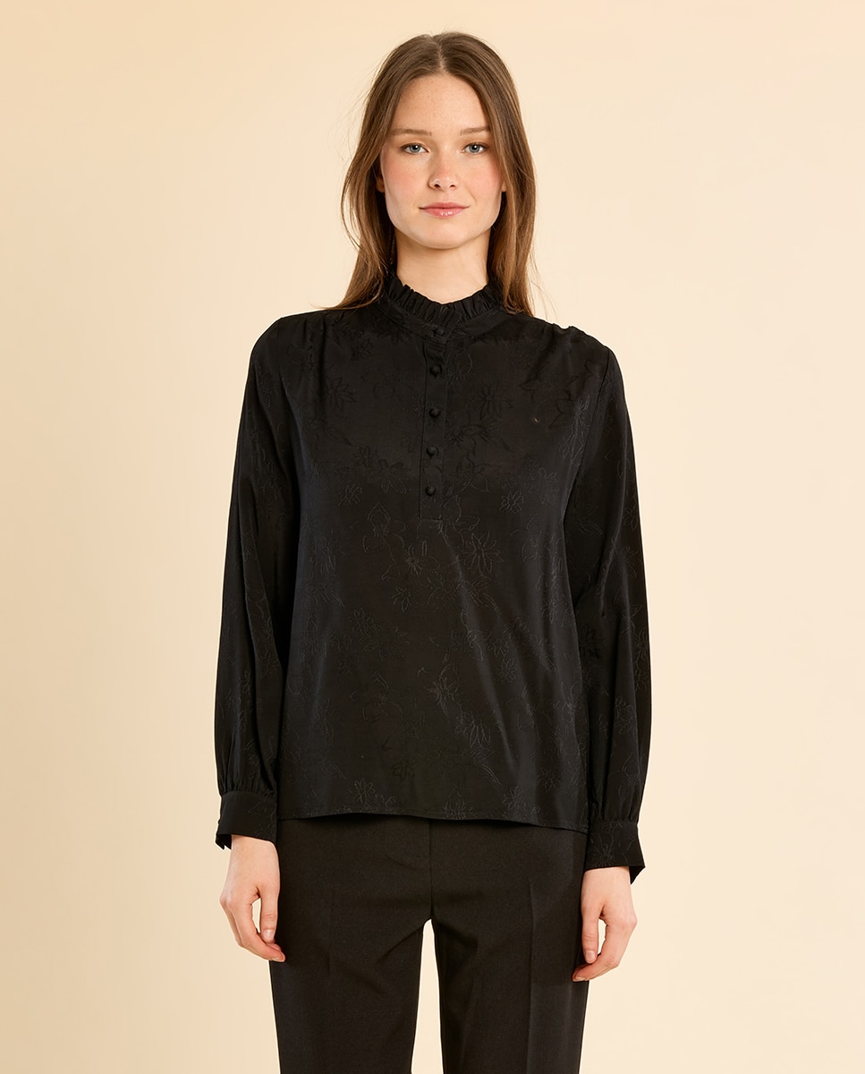 Camisa de mujer de manga larga con estampado - Molly Bracken - Negro Negro-2