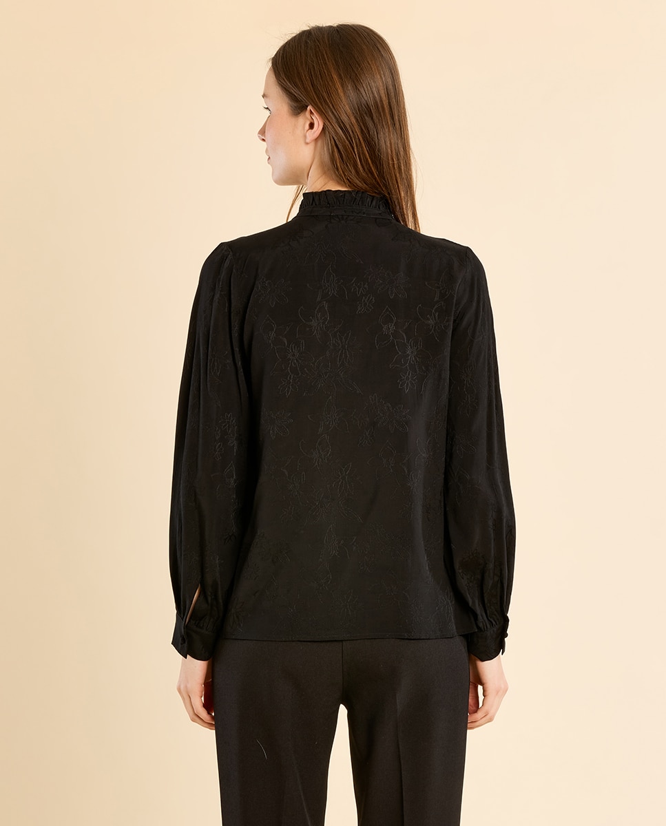 Camisa de mujer de manga larga con estampado - Molly Bracken - Negro Negro-4