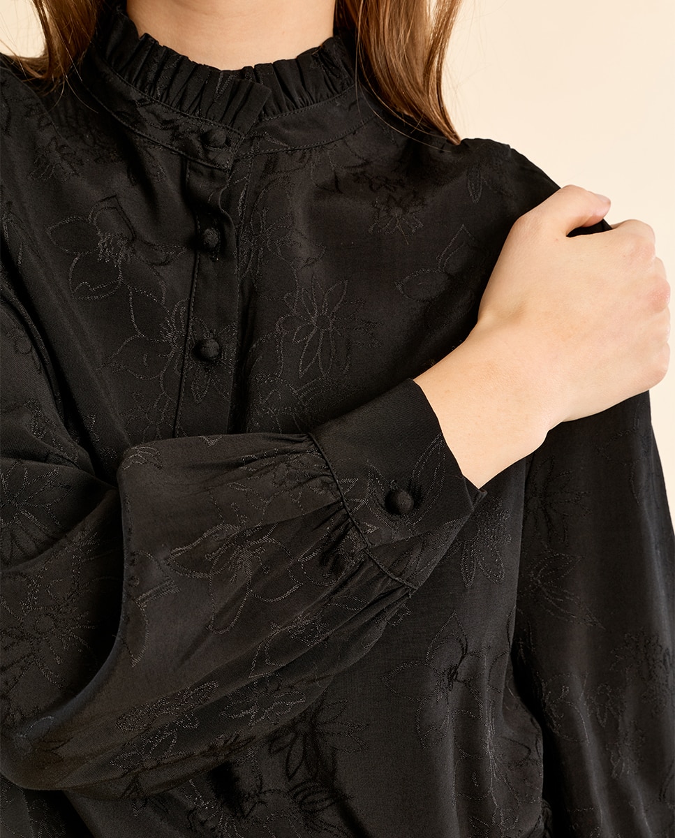Camisa de mujer de manga larga con estampado - Molly Bracken - Negro Negro-5