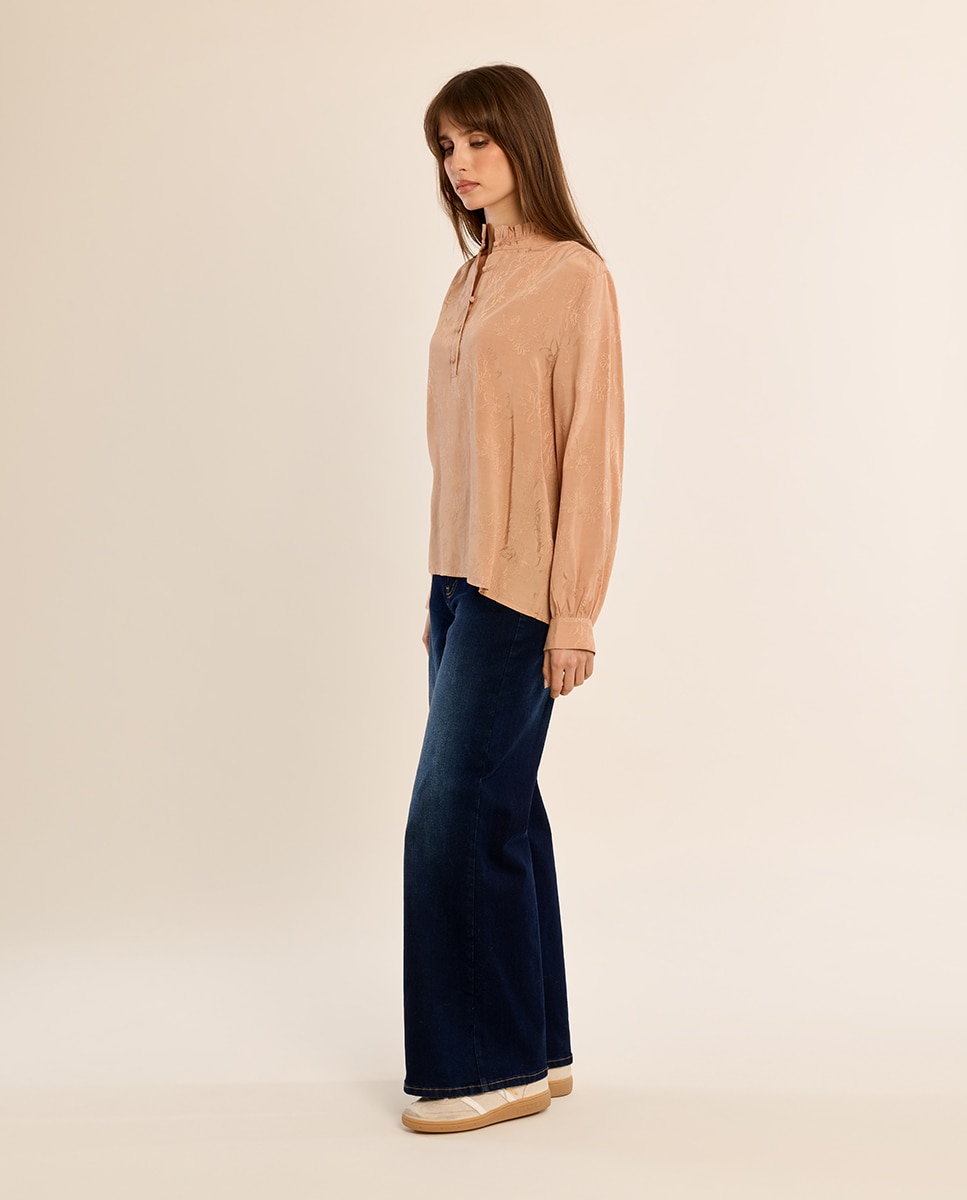 Camisa de mujer de manga larga con estampado - Molly Bracken - Camel Camel-1