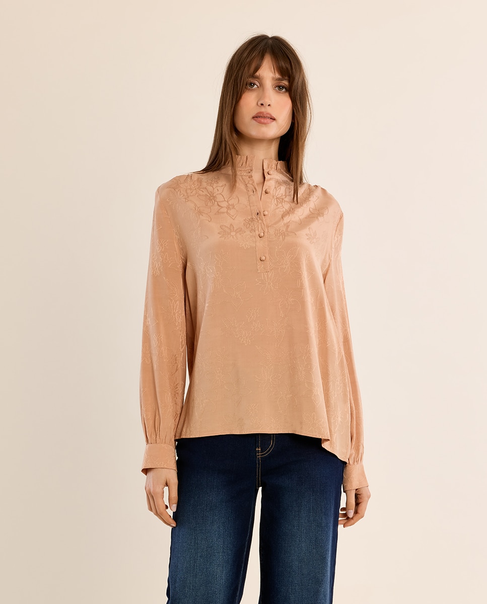 Camisa de mujer de manga larga con estampado - Molly Bracken - Camel Camel-2
