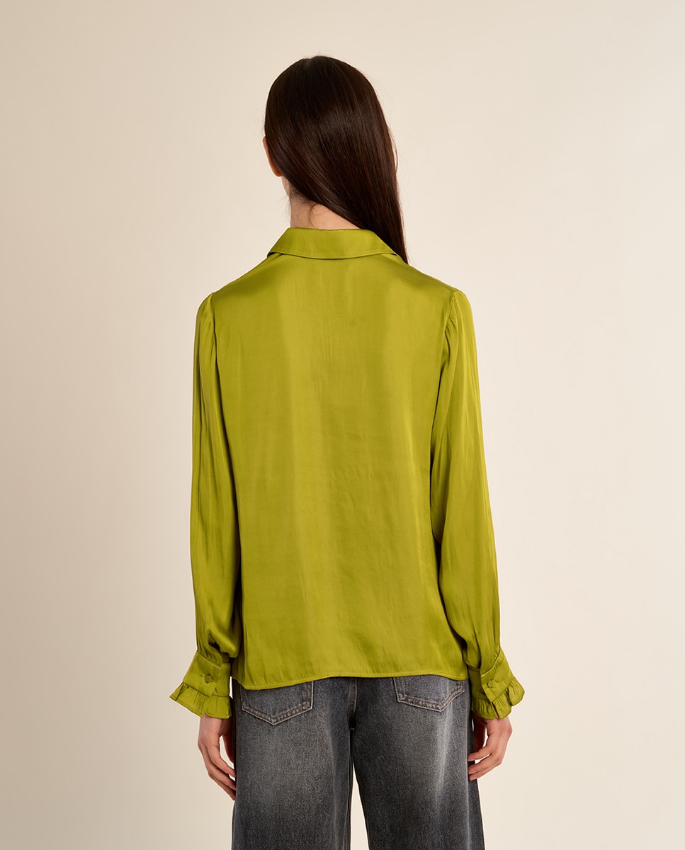 Camisa de mujer de manga larga satinada - Molly Bracken - Verde Verde-4