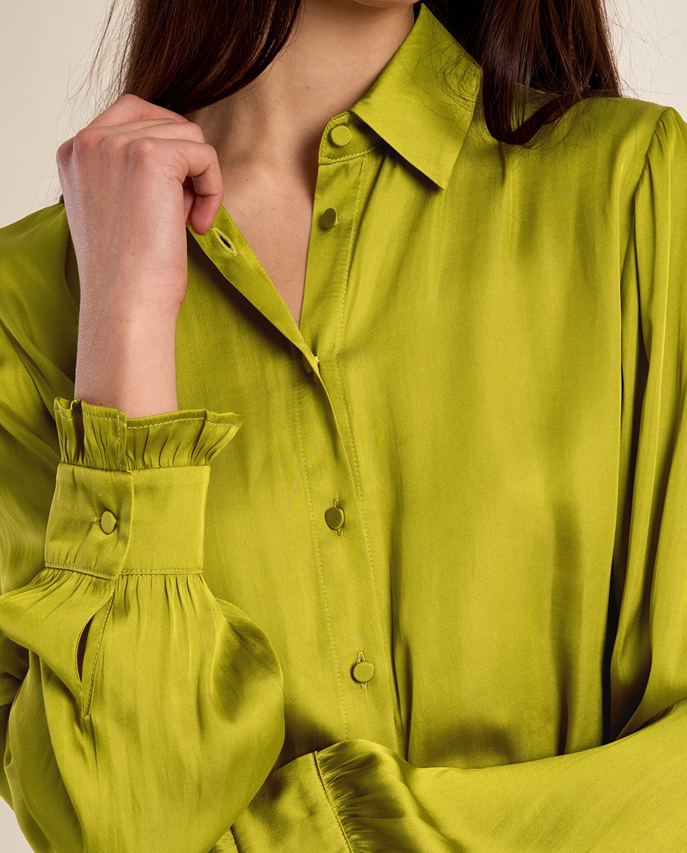 Camisa de mujer de manga larga satinada - Molly Bracken - Verde Verde-5