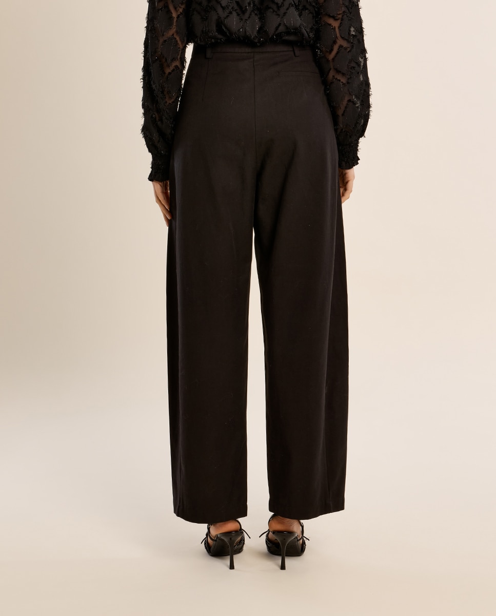 Pantalón de mujer largo estilo barrel - Molly Bracken - Negro Negro-4