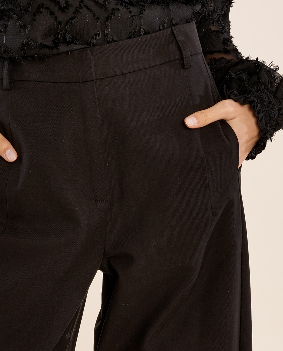 Pantalón de mujer largo estilo barrel - Molly Bracken - Negro Negro-5