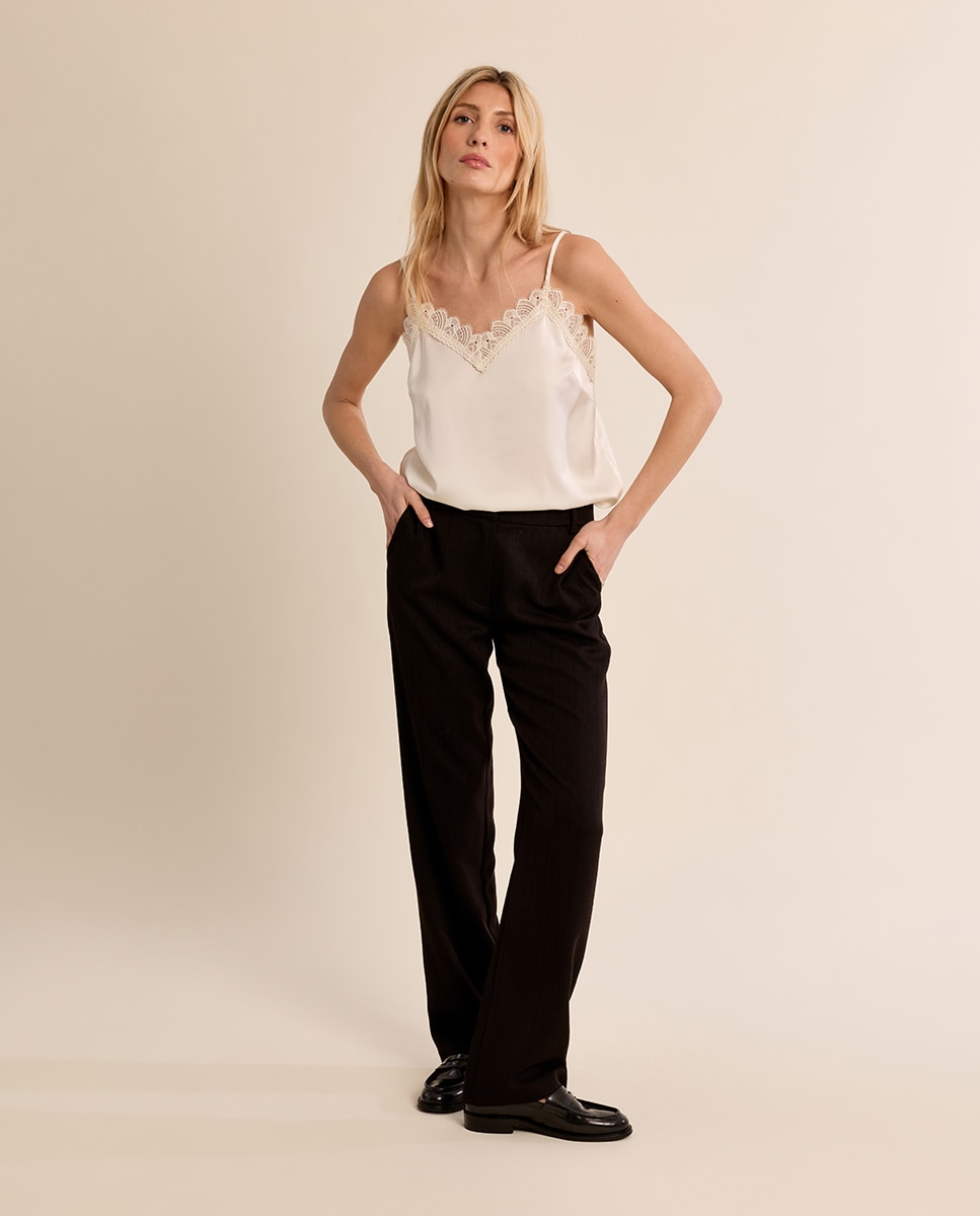 Top de mujer lencero detalle encaje - Molly Bracken - Crudo Crudo-1