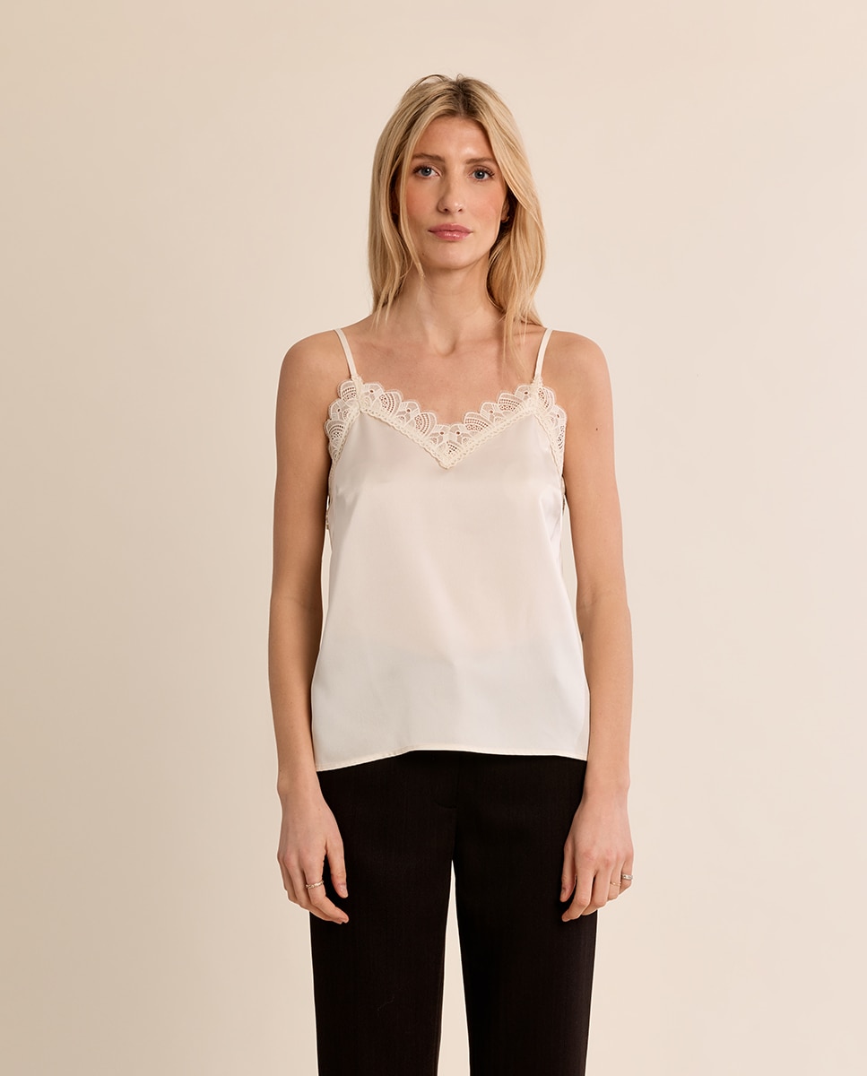 Top de mujer lencero detalle encaje - Molly Bracken - Crudo Crudo-2